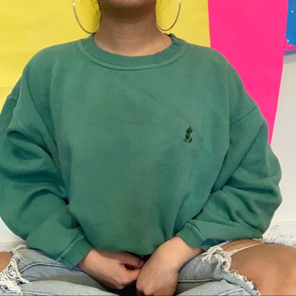 Disney Tops - vtg disney teal mickey crewneck sweater ✧